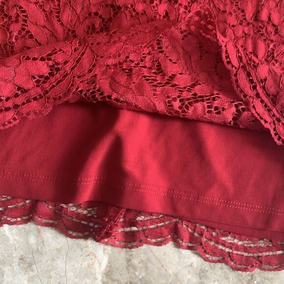 Ralph Lauren Panel Lace Gordy Short Sleeve Day Dress Vibrant Garnet Sz 4 Classic - Picture 5 of 8